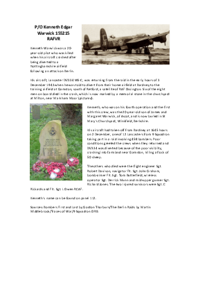 A preview of a PDF biography for Warwick, Kenneth Edgar